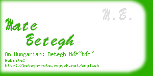 mate betegh business card